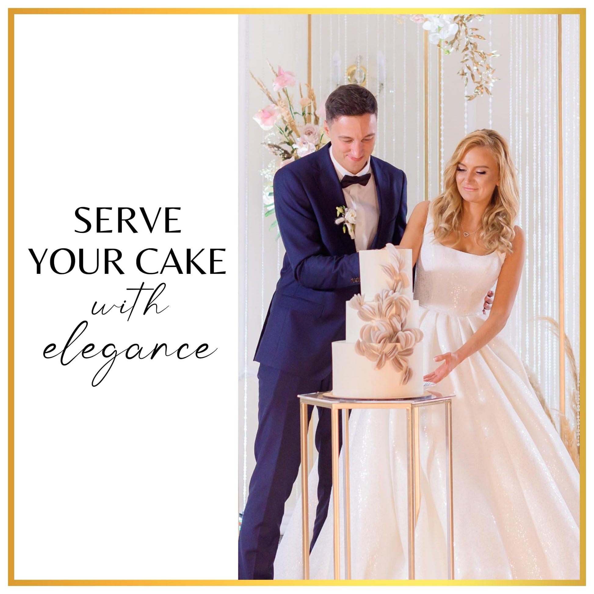 Orblue Wedding Cake Knife and Server Set - Premium, Beautifully Engraved Cutting Set - Elegant