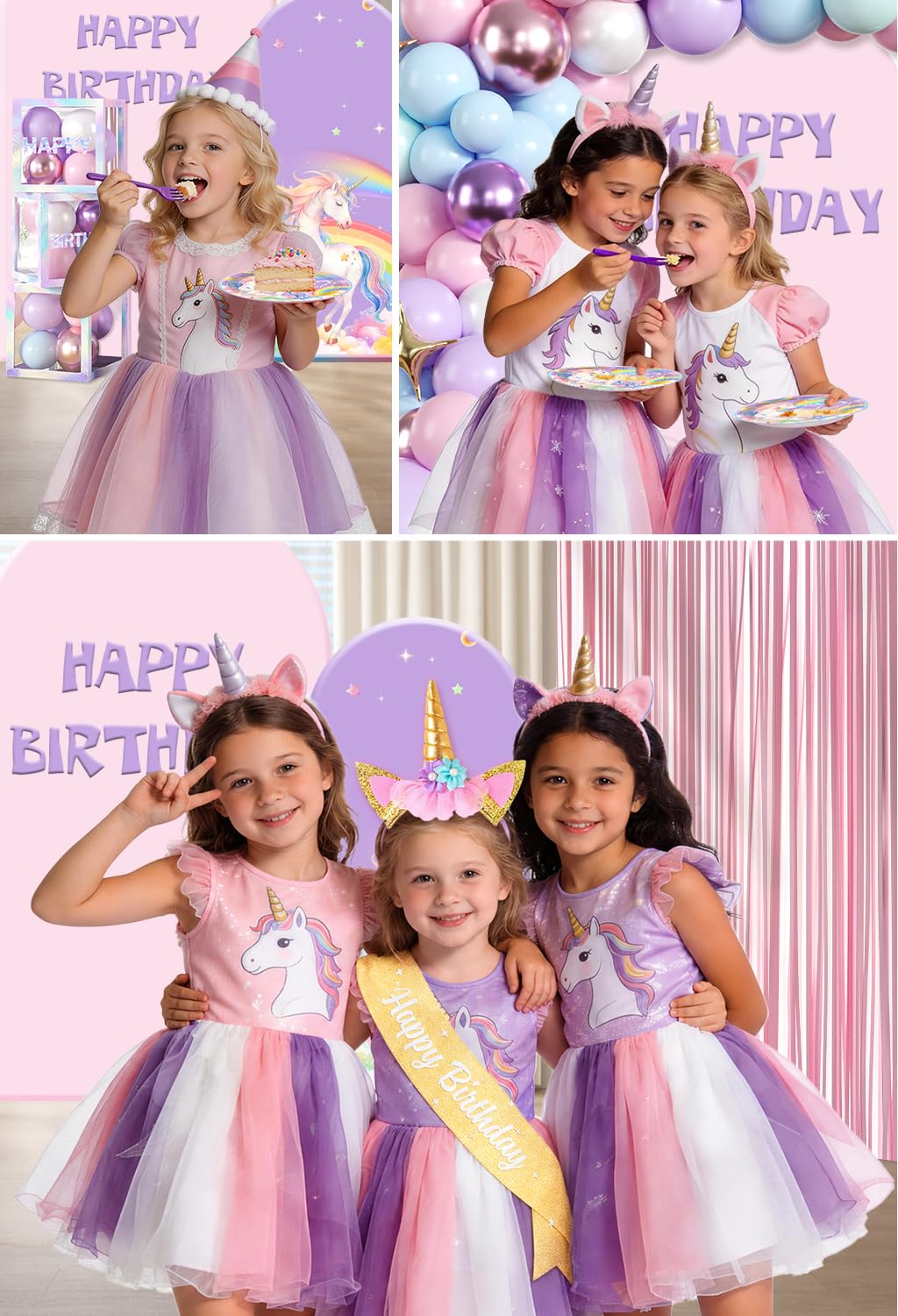 296pcs Unicorn Birthday Decorations for Girl, All-in-One, Set for 25 Guests