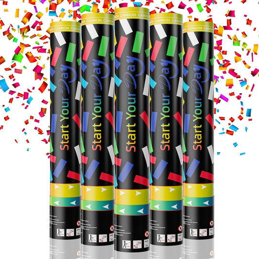 Confetti Cannons, 15 Inch+Longer Confetti Shooters Party Poppers, WORKKEEP Confetti Popper Air Powered for Birthday Wedding Celebration Photo Shoot New Year's Eve confetti Gun 03