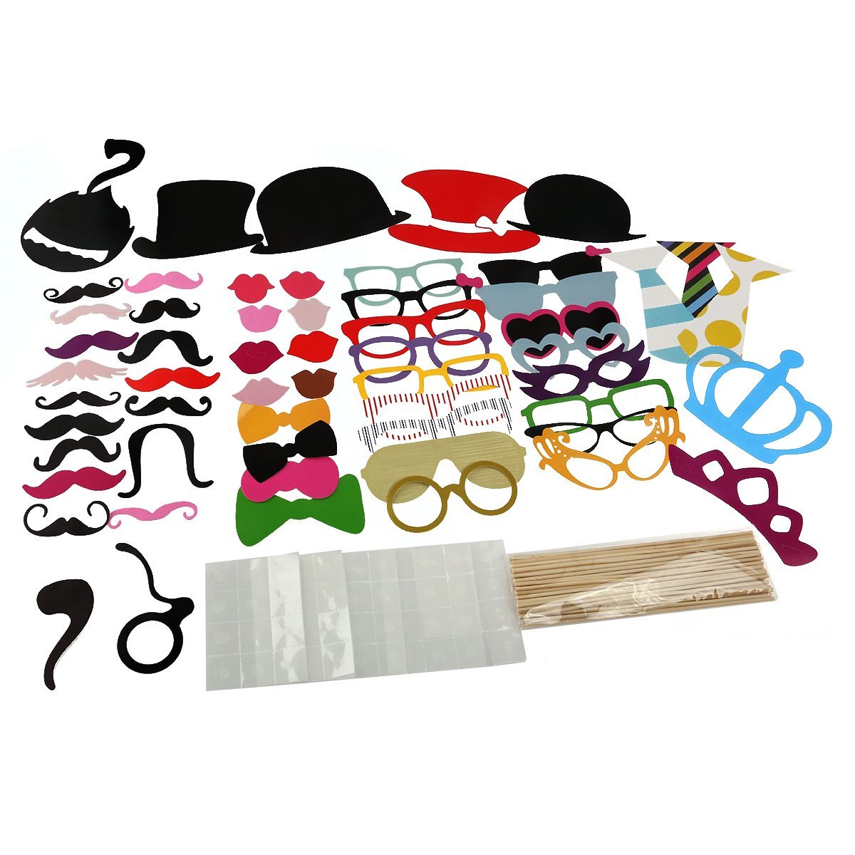 Tinksky Photo Booth Props 60 piece DIY Kit for Wedding Party Reunions Birthdays Photobooth Dress-up