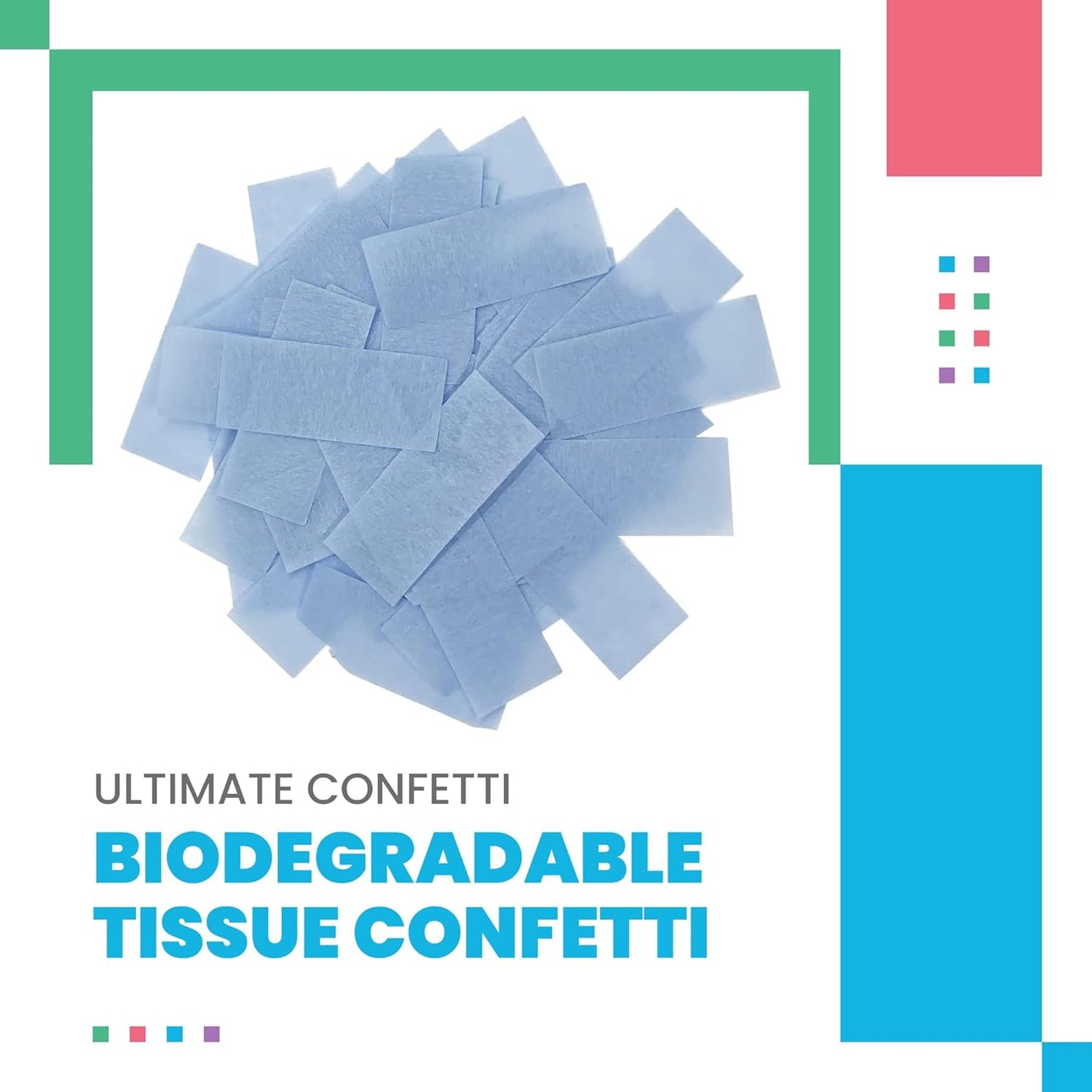 Baby Blue Biodegradable Confetti - Rectangular Flame-Resistant Tissue Paper Confetti for Cannon and Launcher use – Best for Gender Reveal, Parties, and Concerts - 20 lb, 320 oz