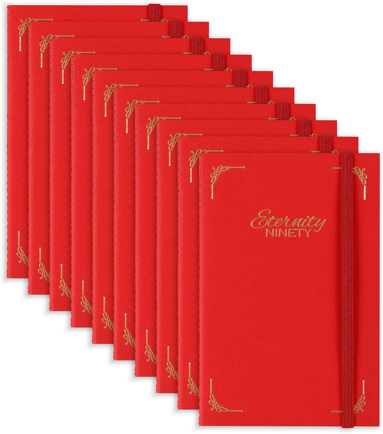 New York Central Eternity Ninety Flat Book- 4x6" Sketch Watercolor Journal, Pack of 10- Red Soft Paperback- Watercolor Sketchbook w/Elastic Band,100 Total Sheets 100% Cotton, 90 lb Cold-Pressed