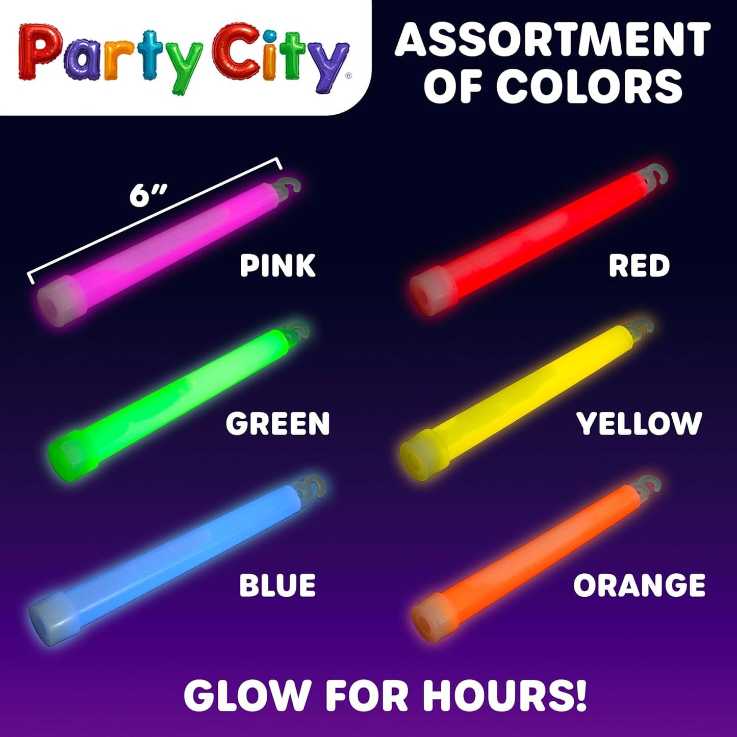 Party City Multicolor Glow Sticks Bulk Pack 6”- 12pk Glow in the Dark Sticks for Kids, Waterproof Camping Survival Ultra Bright Emergency Light Stick with String, Neon Glowsticks Party Supplies Favors