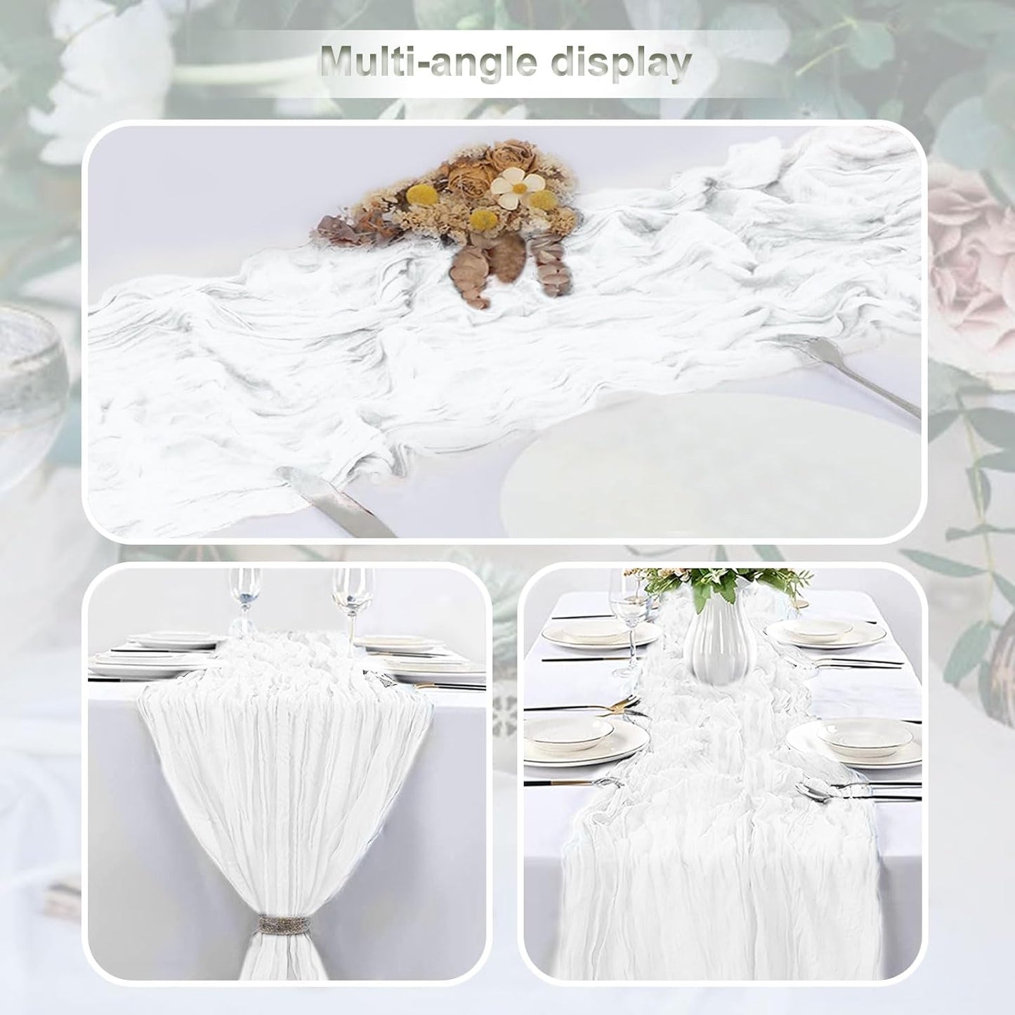 6 Pack White Cheesecloth Table Runner 35x120 Inch 10Ft Rustic Gauze Cheese Cloth Thanksgiving Table Runner Sheer Cheesecloth Table Runners for Wedding Party Bridal Shower Decoration