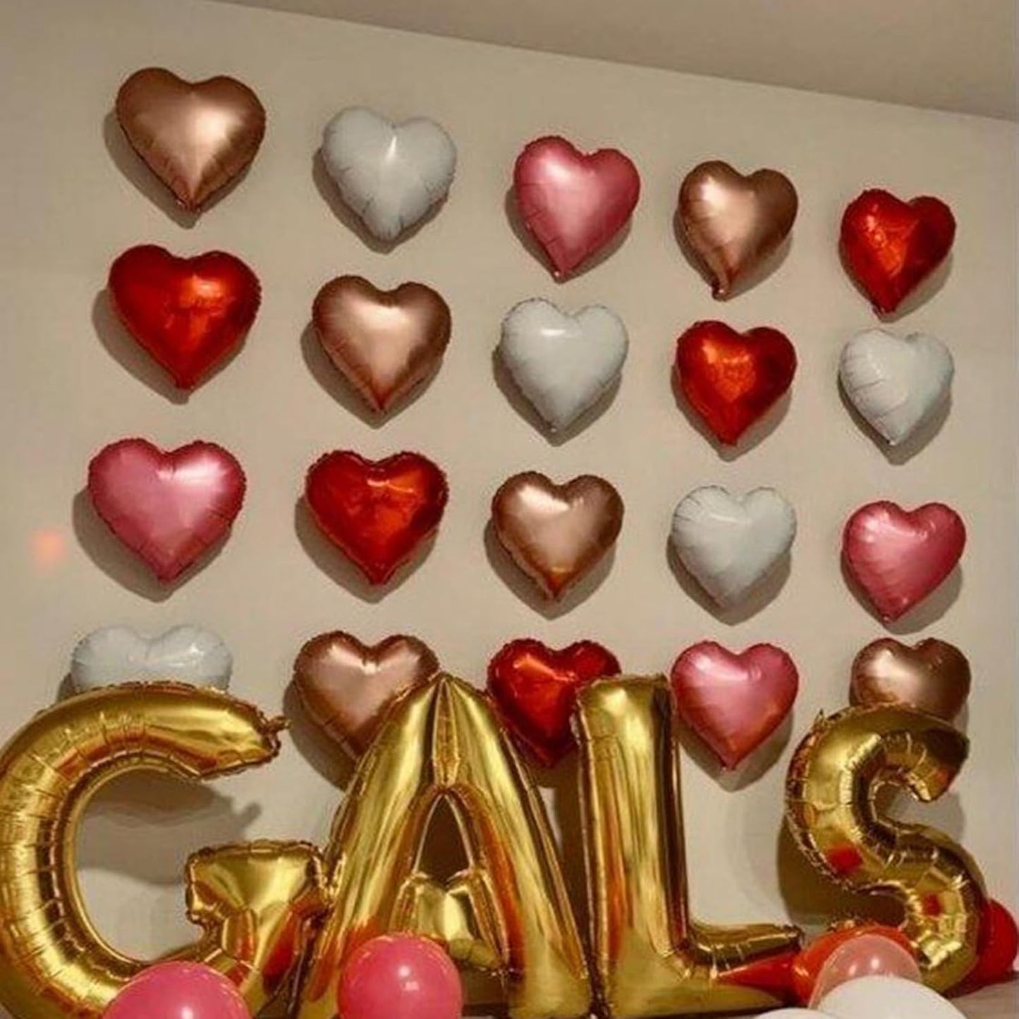 Rose Gold and Pink Heart Balloons, 18 Inch Red Pink Heart Shape Balloon, 12PCS Red Rose Gold Helium Foil Love Heart Balloon for Girls Birthday Engagement Wedding Valentine Party Decorations