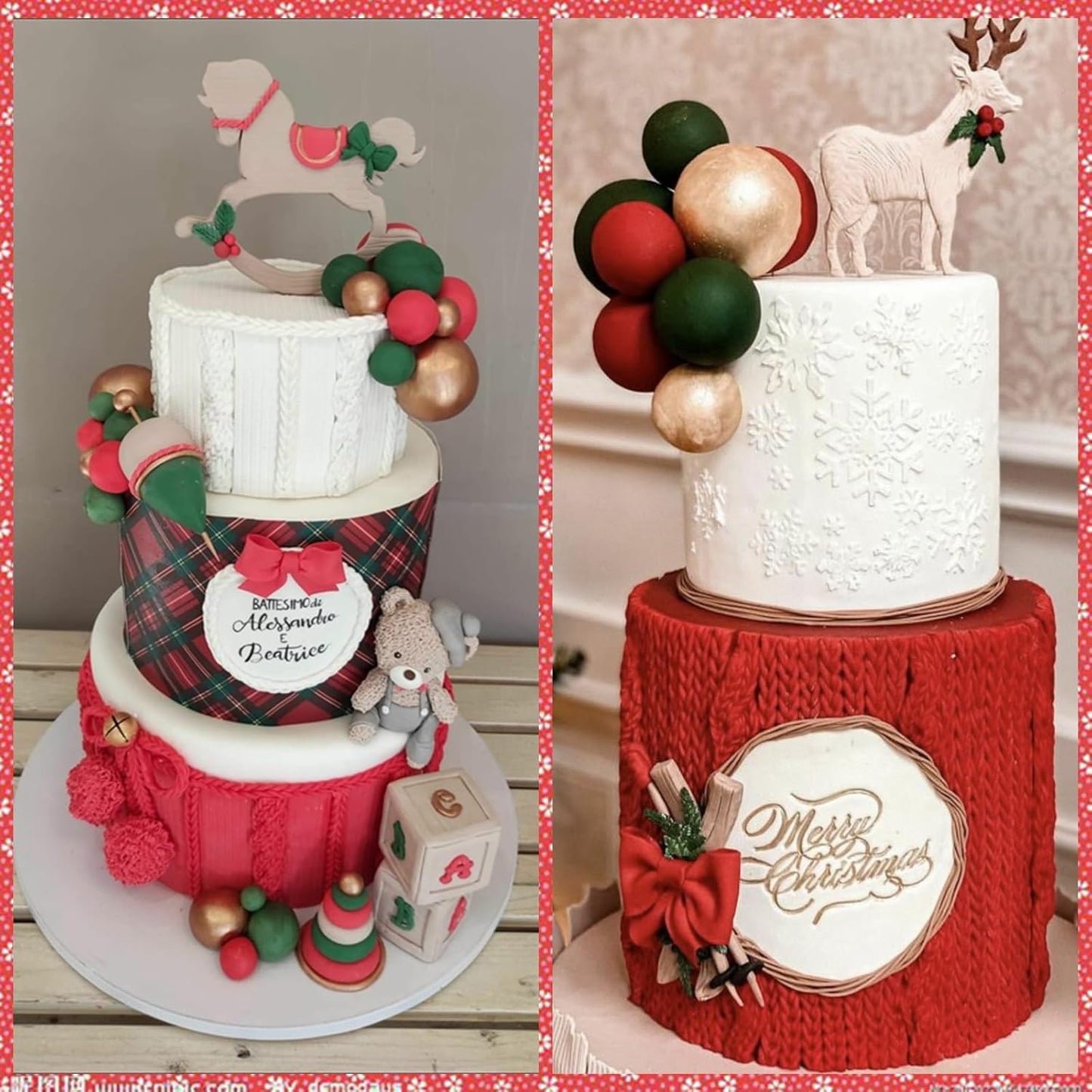 ASTARON 32 Pcs Ball Cake Topper Christmas Decorations Mini Balloons Sticks Foam Balls Cake Picks Cake Topper Balls Cake Decorations for Christmas Birthday Cake (Red Green Gold)