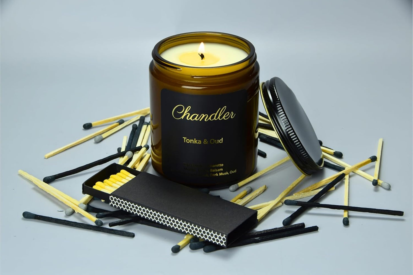 Chandler Studio 10 Boxes - Wooden Matchsticks in a Blank Matchbox with White/Black Matchboxes Colorful Tips (3" Matchboxes, 10 Boxes)