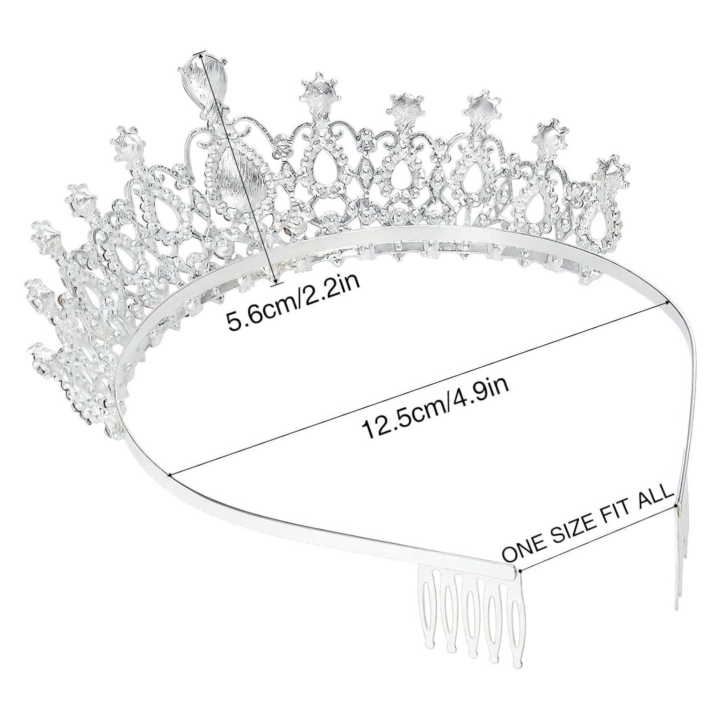 Makone Crowns for Women Princess Tiaras for Girls Queen Crown and Comb Tiara for Wedding Birthday Pageant Bridal Prom Christmas Gift (Style5-Silver)