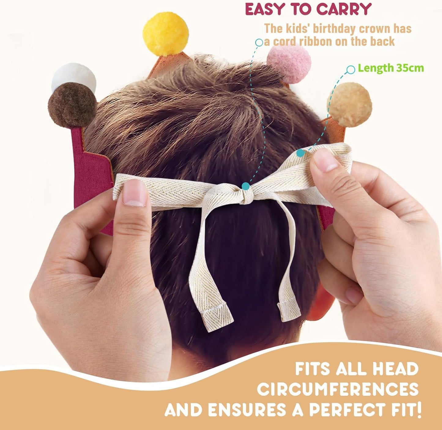 Reusable Birthday Crown with Numbers,Kids Birthday Hat Fabric Crown Pertain Kids Boy Toddler Girl Baby Bday Hats