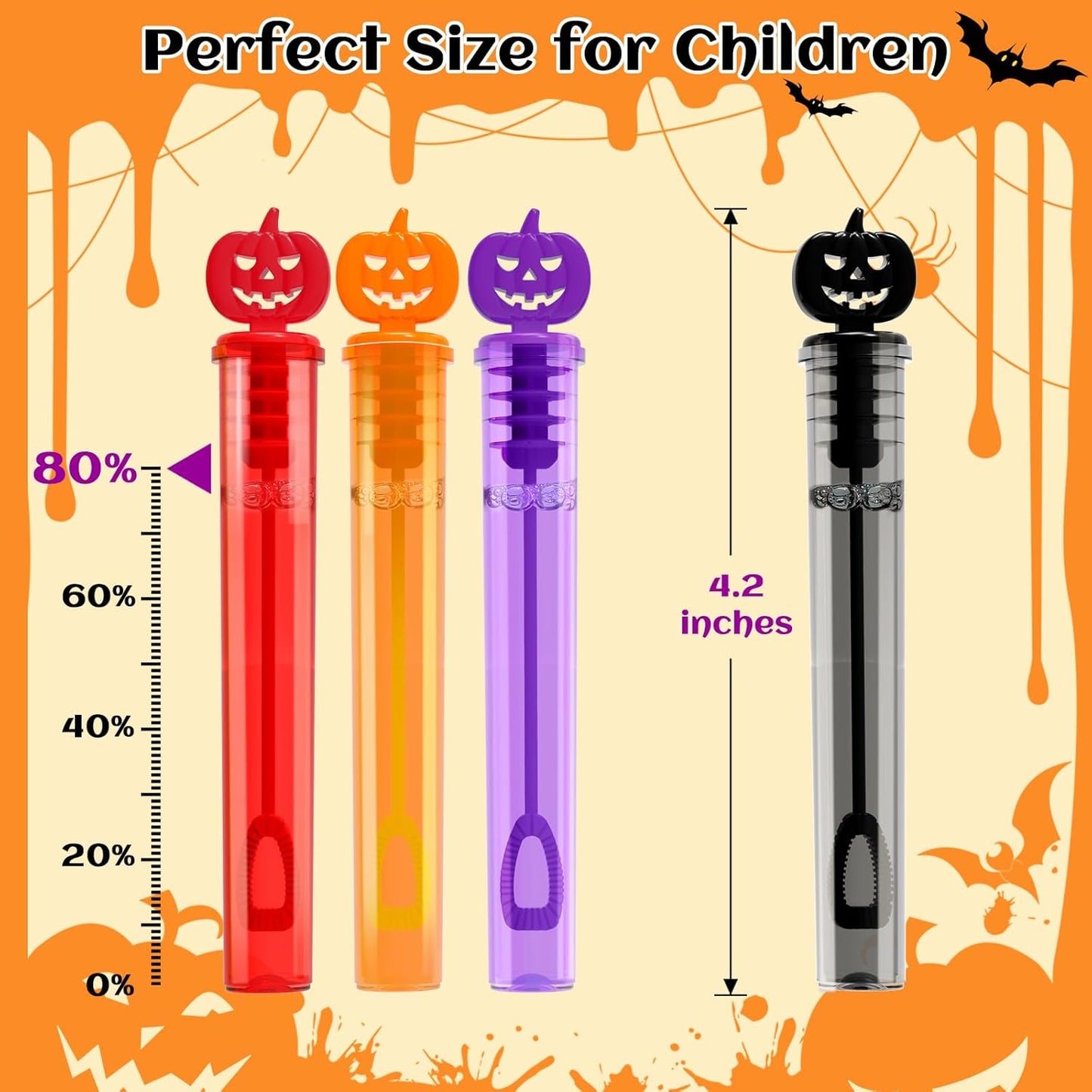 SpringFlower 80 PCS Halloween Party Favor For Kids, Halloween Mini Bubble Wands Halloween Gifts For Trick Or Treating, School Classroom Rewards, Goodie Bag Fillers