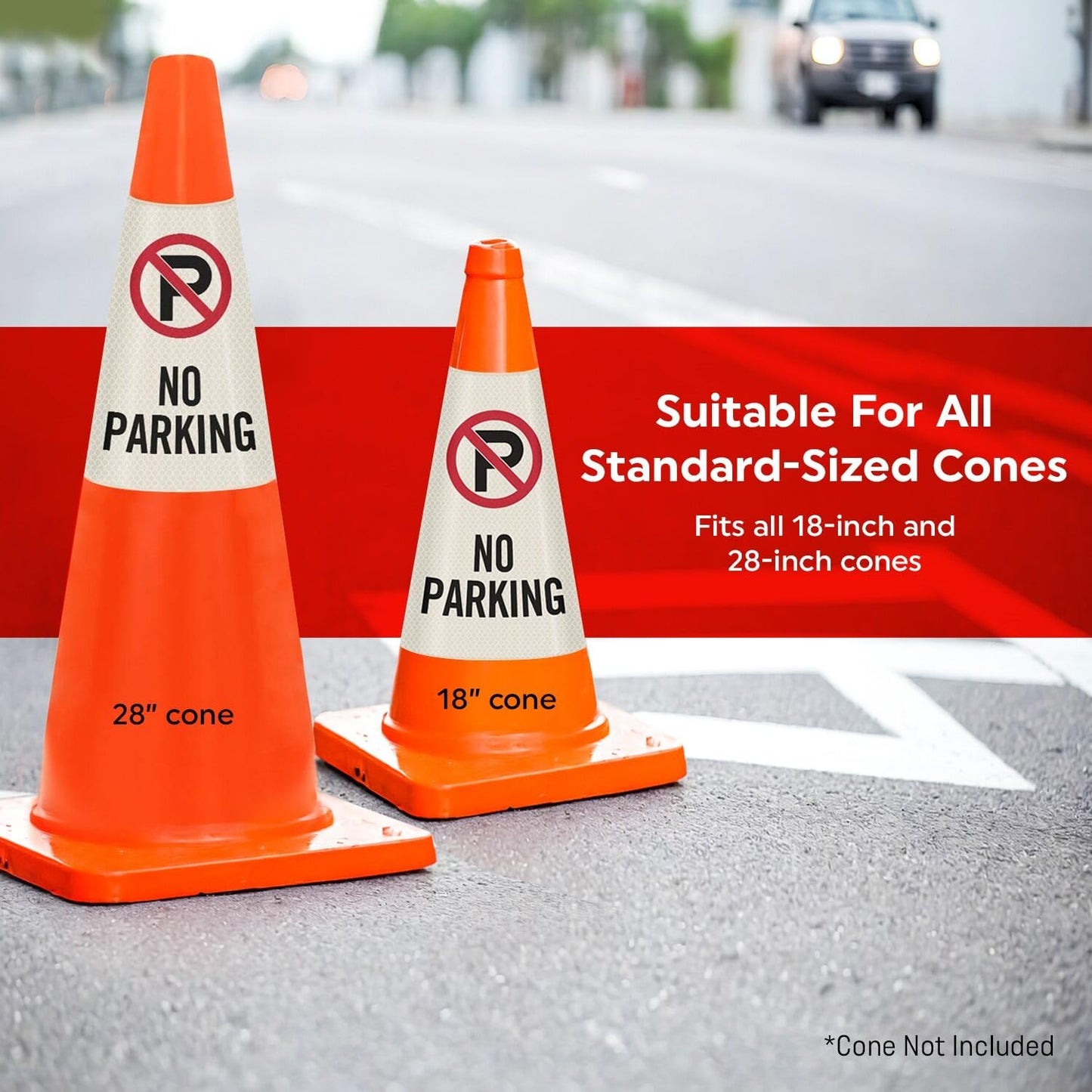 SmartSign No Parking Cone Message Sleeve, Bright Reflective [Cone Not Included]