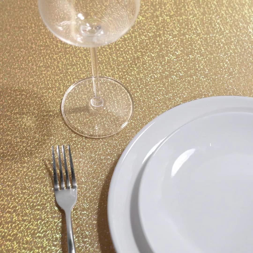 Fitable Sequin Tablecloth for Parties 90x132 Inch - Sparkle Glitter Table Cloth Laser Rectangle Overlay for Wedding Baby Shower Ceremony Birthday Holiday Banquet Decor, Khaki
