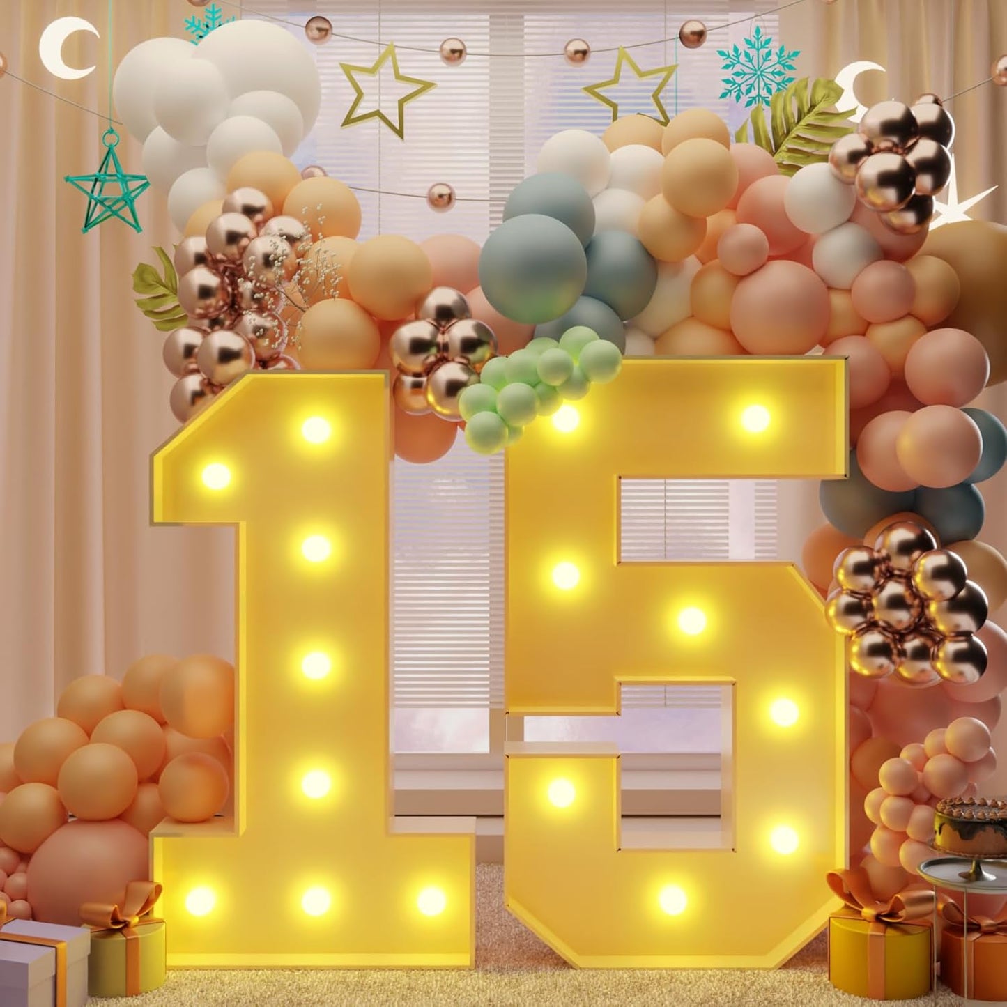 imprsv 3FT Light Up Numbers, Marquee Numbers 15th Birthday Decorations for Girls Boys, 15th Birthday Women Foam Board Anniversary Party Decorations Arch Kit (DIY)