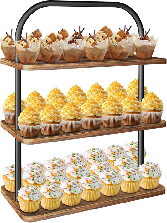 Cupcake Stand, 3 Tier Wood Cupcake Stand for 50 Cupcakes, Dessert Table Display Set with Cupcake Stands, Cupcake Tower Stand for Birthday, Wedding, Baby Shower, Party