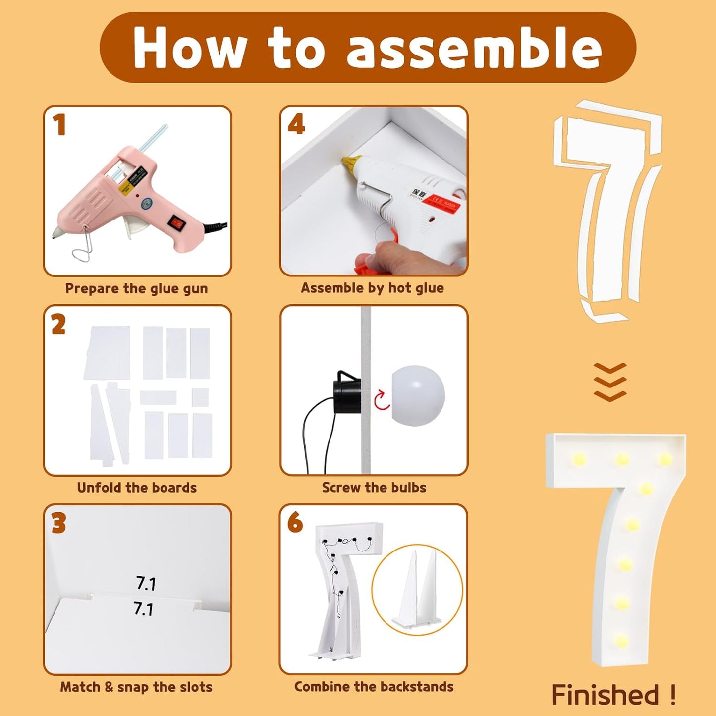 imprsv Marquee Light Up Numbers, Mosaic 3FT Marquee Numbers for 70th Birthday Decorations Anniversary Party Decor, Large 7 for Party Decorations (Need to Assemble)