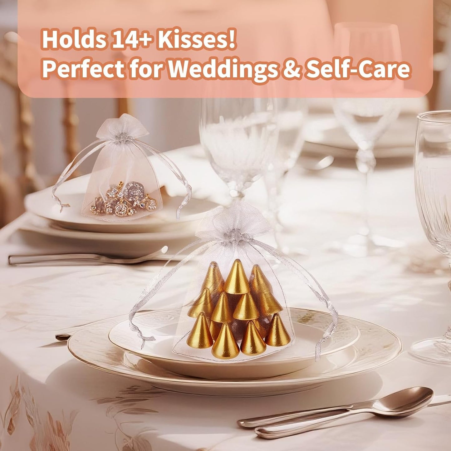 EdgeXcel 120pcs Organza Bags for Small Gift 4x6 Inch - Premium Mesh Bag Drawstring for Wedding Party Favors, Jewelry, Candy, Business Packaging Supplies - Durable & Scent-Free