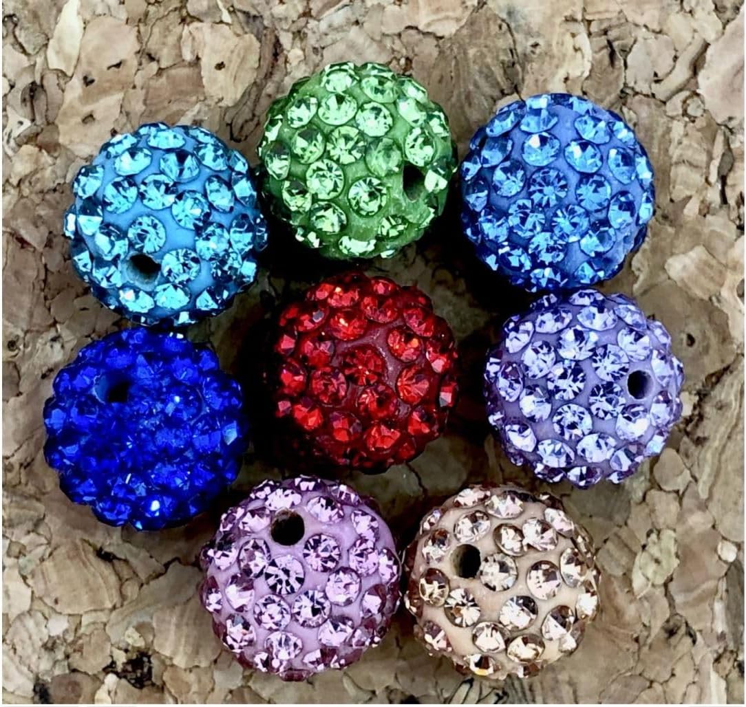 50pcs Adabele Grade A Suncatcher Crystal Rhinestone Pave Loose Beads 12mm Rose Pink Polymer Clay Disco Ball Spacers Compatible with Shamballa All Craft Jewelry Making DB12-3