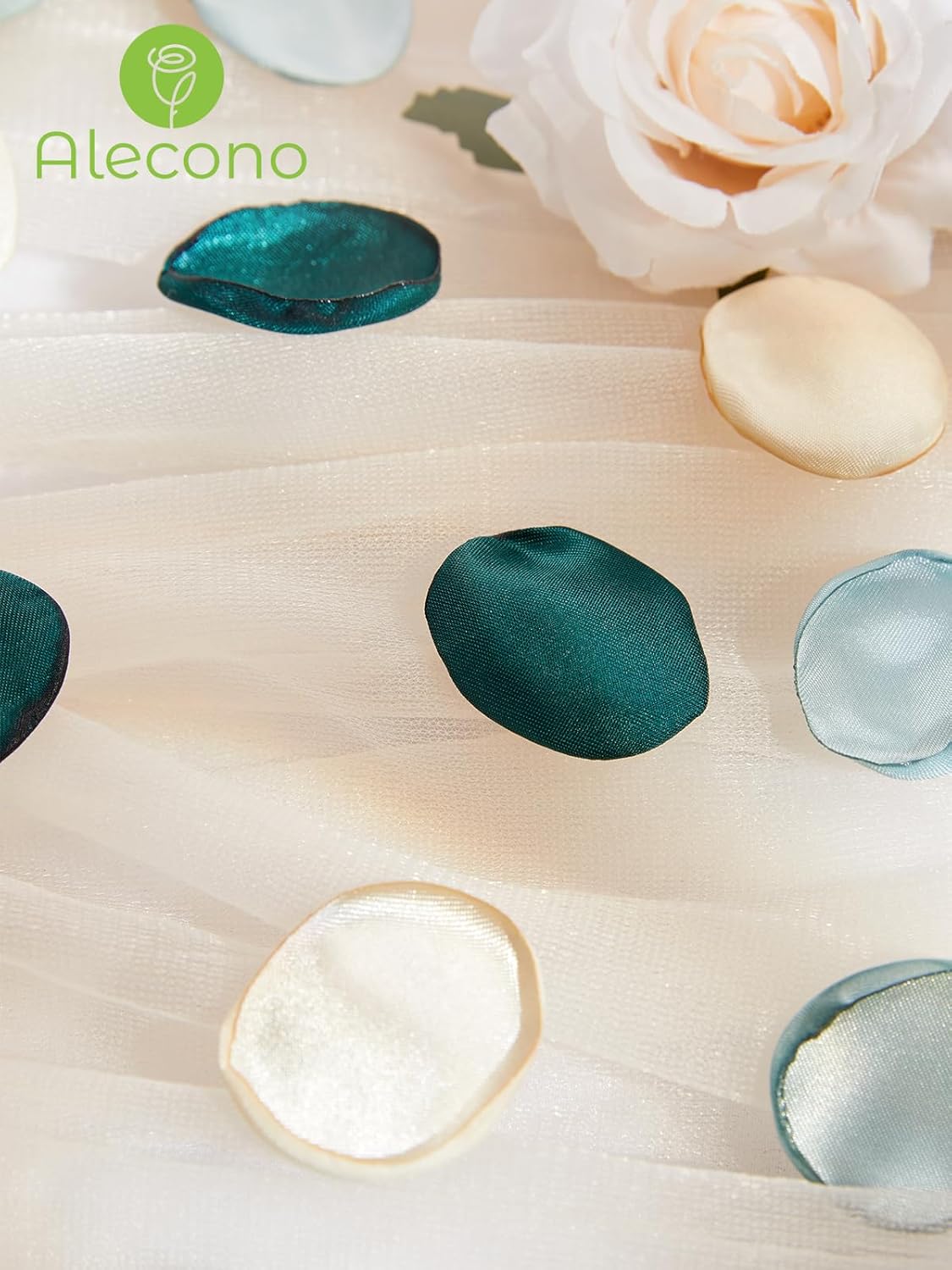 Alecono 𝟰𝟬𝟬𝙋𝙘𝙨 Silk Rose Petals, Green Fake Rose Petals for Wedding Decor, Flower Petals Decrations for Flower Girl Basket Birthday Party Decor