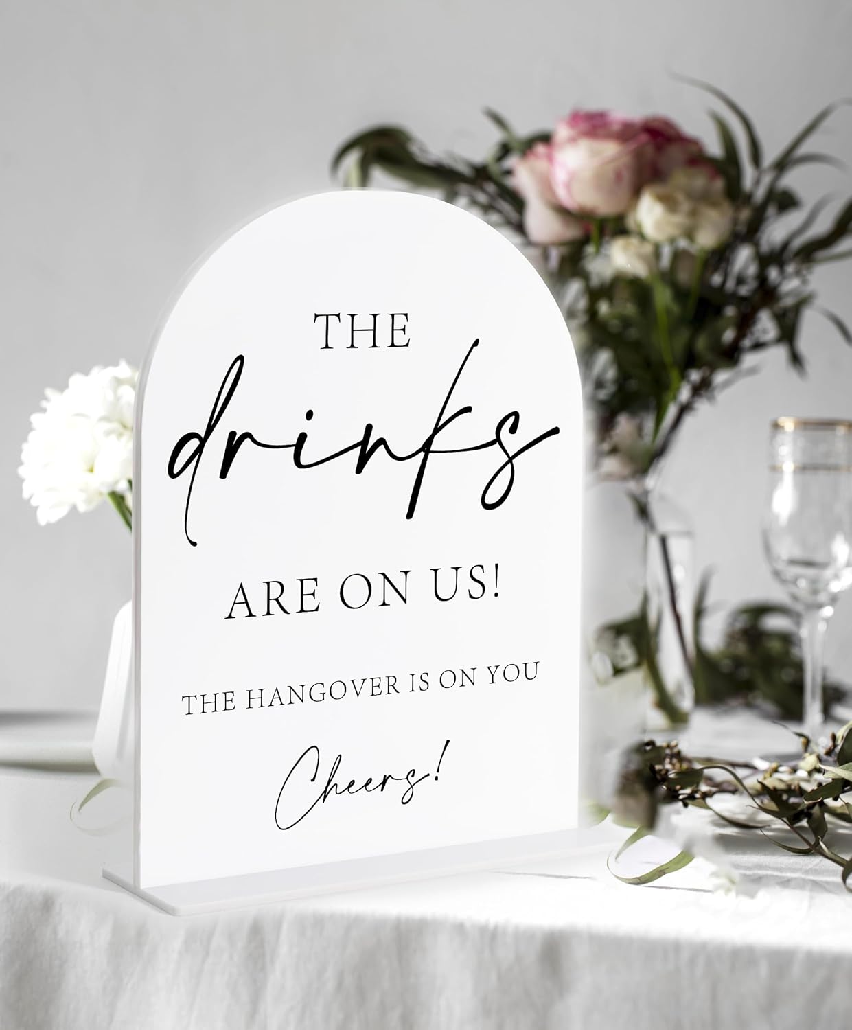 Wedding Bar Sign, White Arch Acrylic Sign, Wedding Signs for Ceremony and Reception, Bridal Shower Decor, Engagement Party Decor, Centerpiece Table Decorations Party for Bride and Groom-14