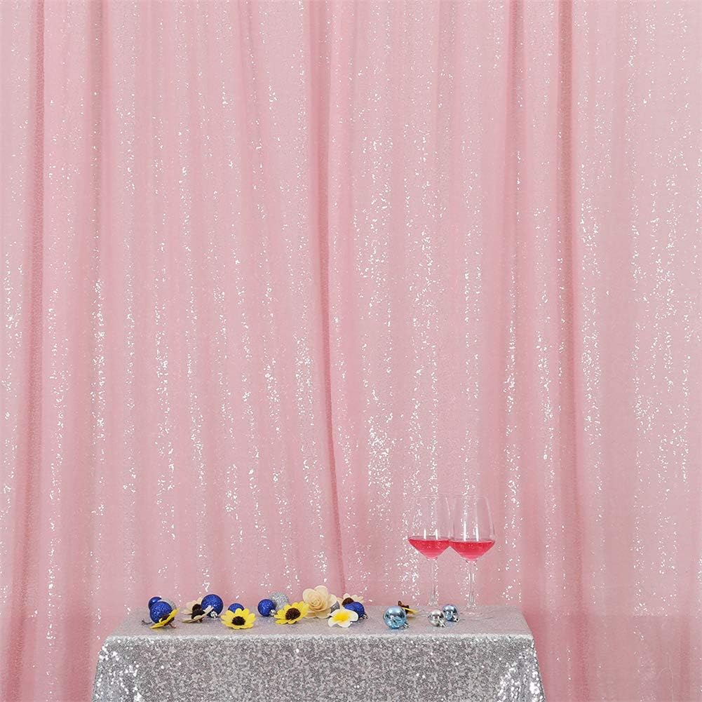 Eternal Beauty Pink Sequin Backdrop, 10x10 Ft Glitter Background Curtains for Shimmer Photography Party Wedding Birthday Back Drop Decor