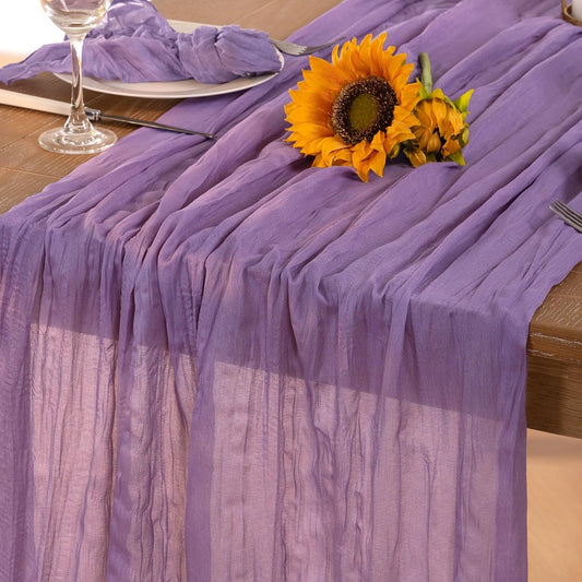 Lavender Purple Cheesecloth Table Runner Fall Table Runner Boho Gauze 120 Inches Cheese Cloth Fall Table Decorations for Thanksgiving Wedding Bridal Baby Shower Birthday Garden Party