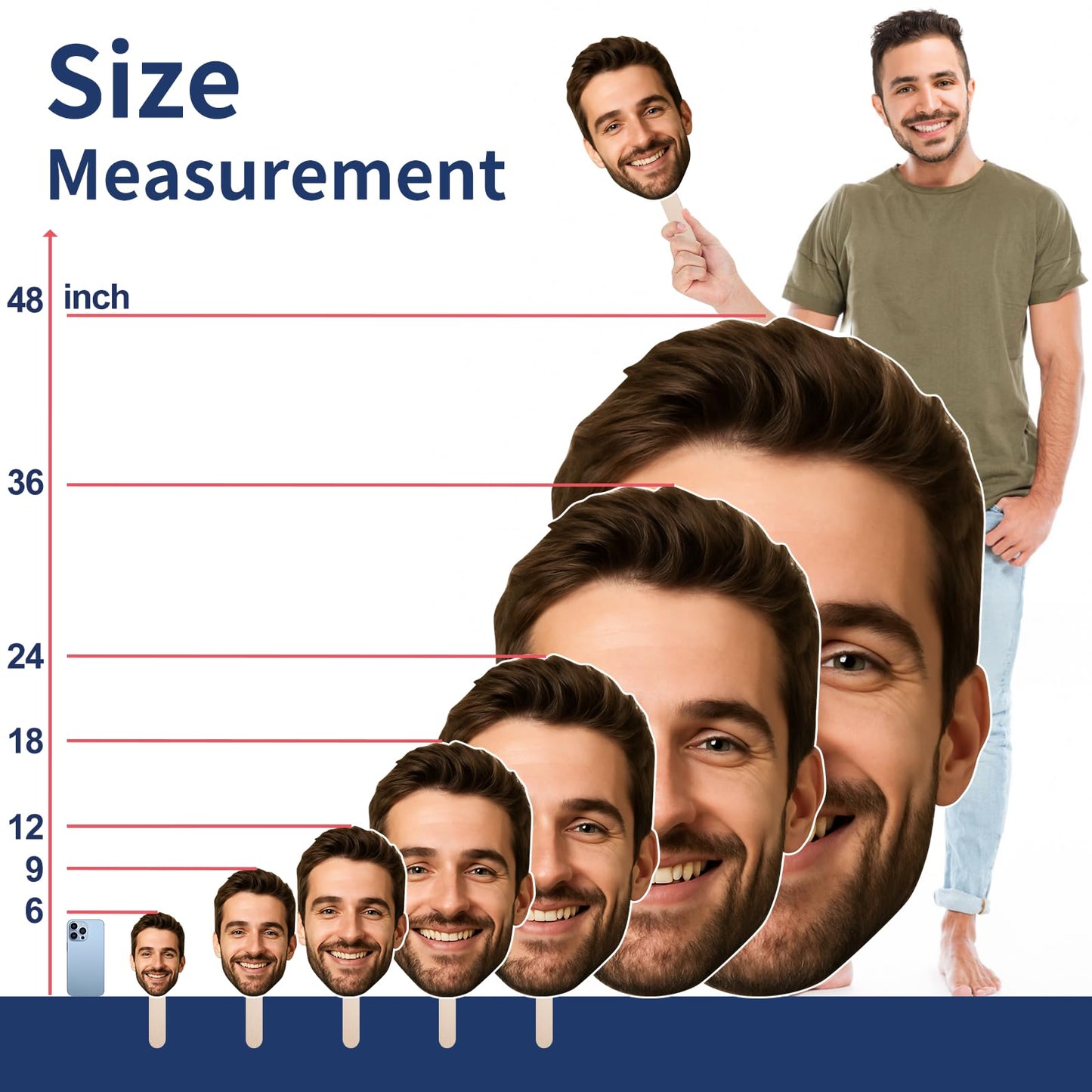 EnjoyView Custom Big Head Cutout on a Stick, 6" to 48" Face Sign, 1 Piece