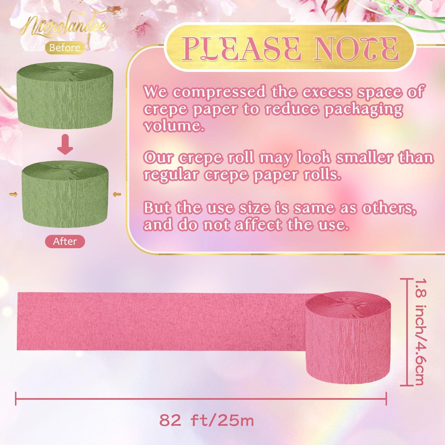 NICROLANDEE 5 Rolls Pastel Crepe Paper Streamers Backdrop Decorations