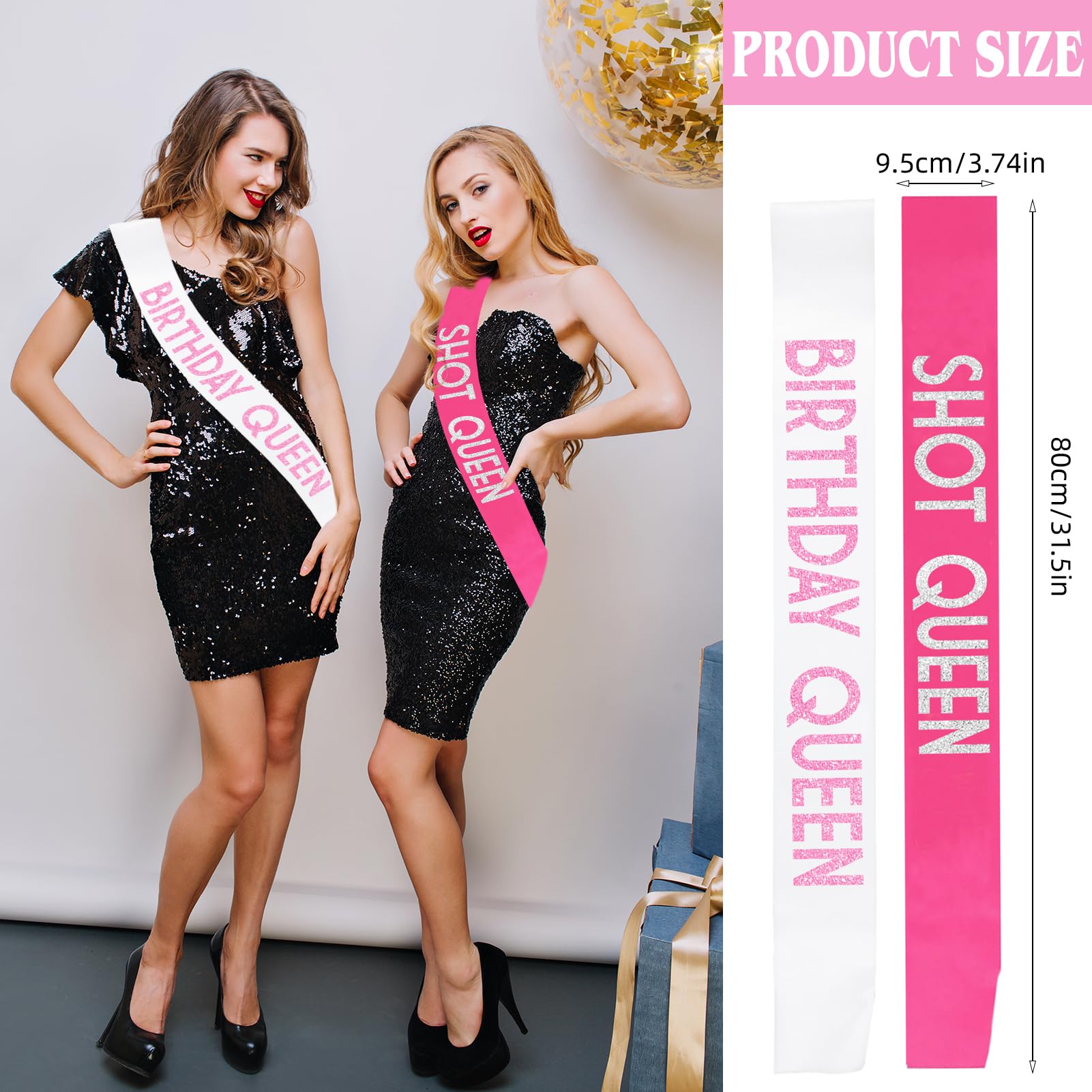 10 Pcs Birthday Queen Sashes for Women, Funny Happy Birthday Squad Sash for Girls Sweet 16,18th