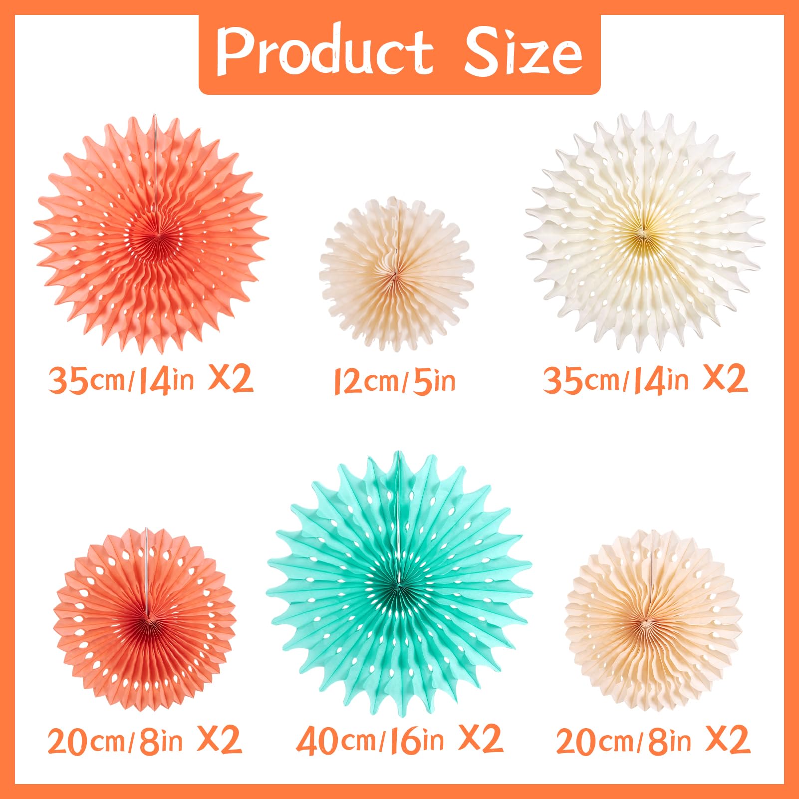 SUNBEAUTY Pack of 11 Hanging Honeycomb Paper Fans Party Decoration Paper Decoration for Birthday