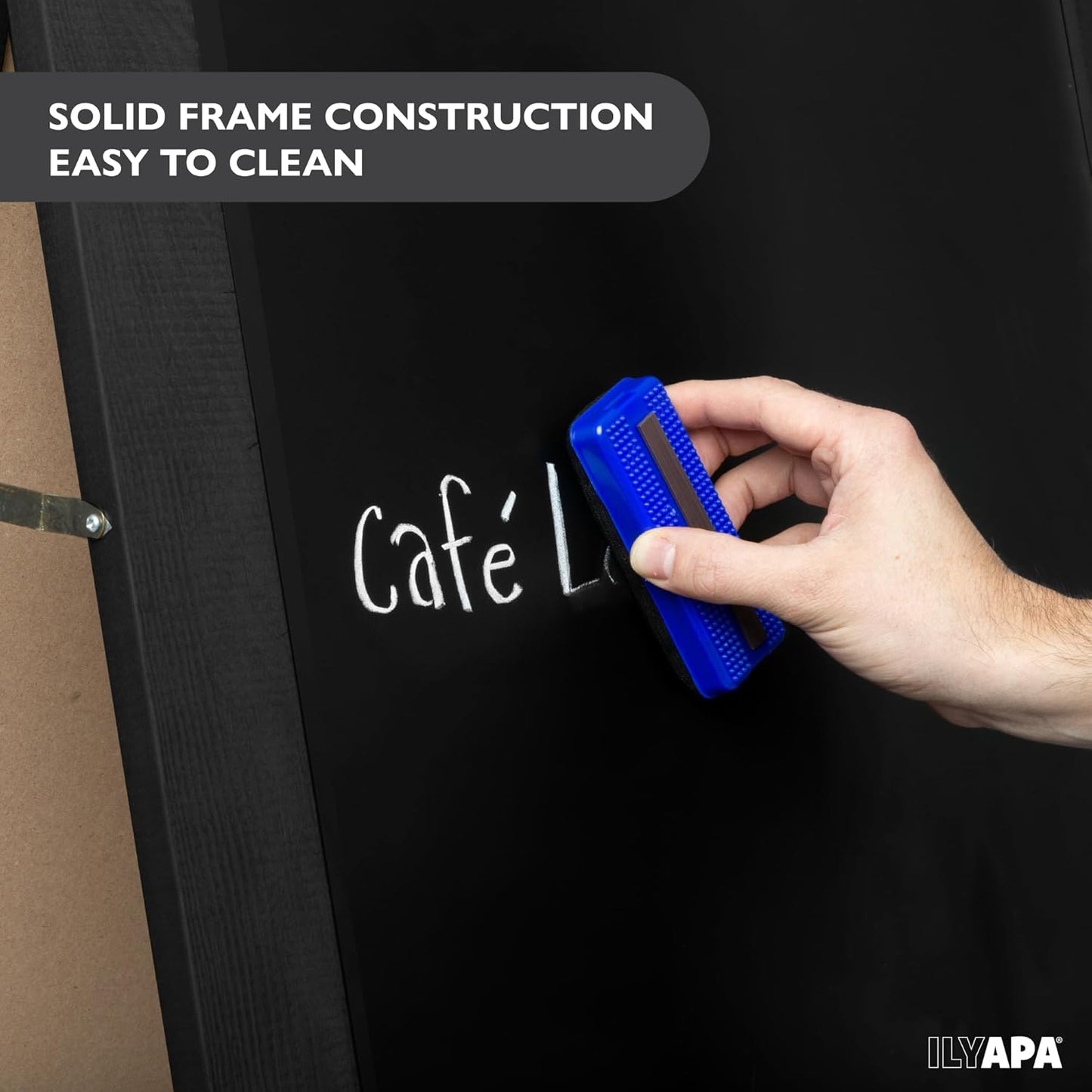 Ilyapa A-Frame Chalkboard Sidewalk Sign - 58 x 27 inches, Folding Standing Sandwich Sign – Sturdy Freestanding Black Magnetic Sandwich Menu Display