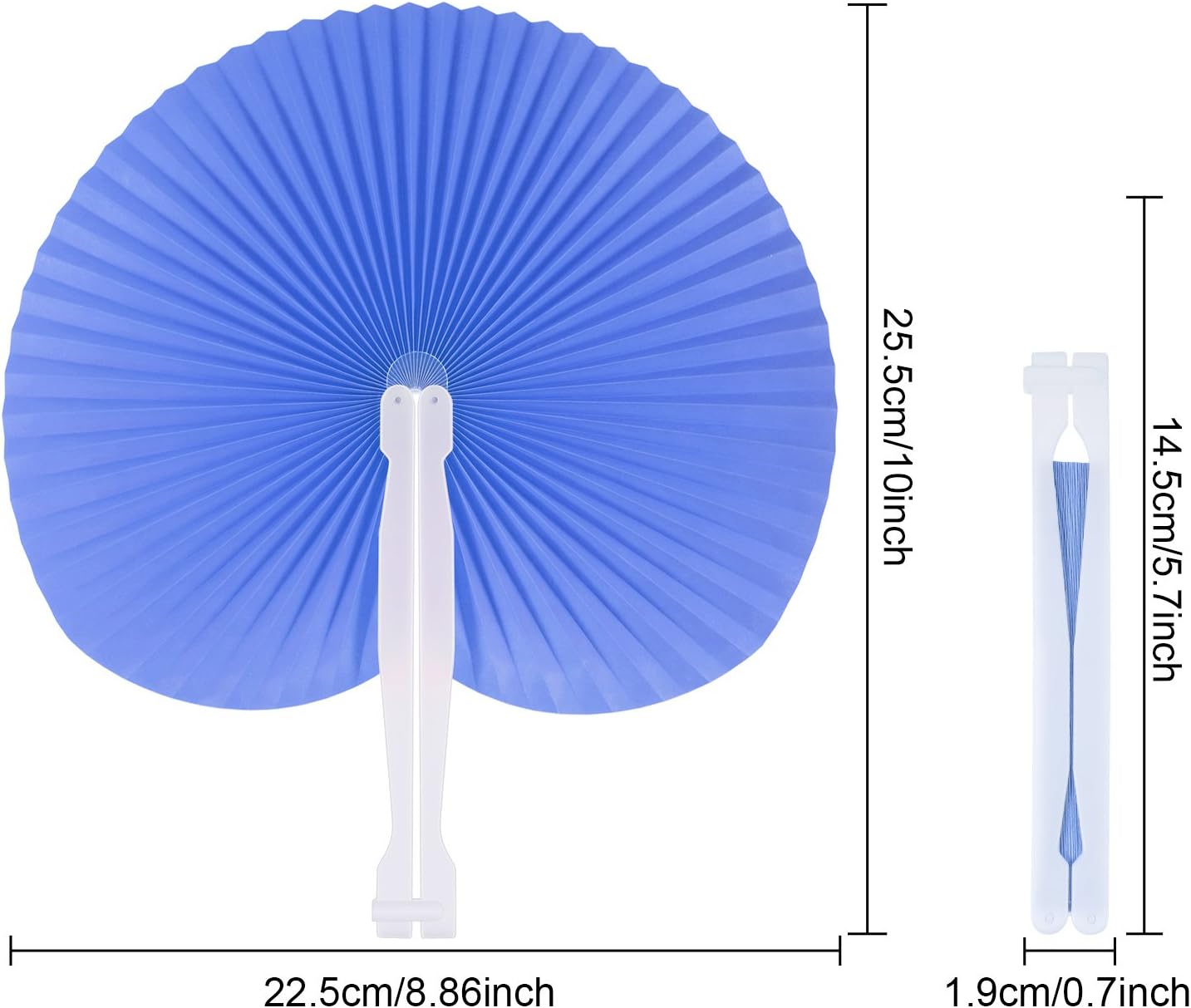 Pangda 24 Pack Folding Fans Round Paper Fans Assortment with Plastic Handle for Wedding Favor Party Bag Filler(Multicolor)