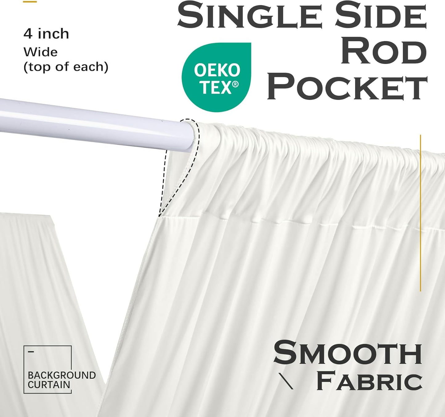 PartyVillage 10ftx40ft Ivory Ceiling Curtain for Wedding Parties – 2 Panels Wrinkle-Free 40 FT Long Tent Draping Curtains for Wedding, Birthday & Theme Parties, 40ft Height with Rod Pocket