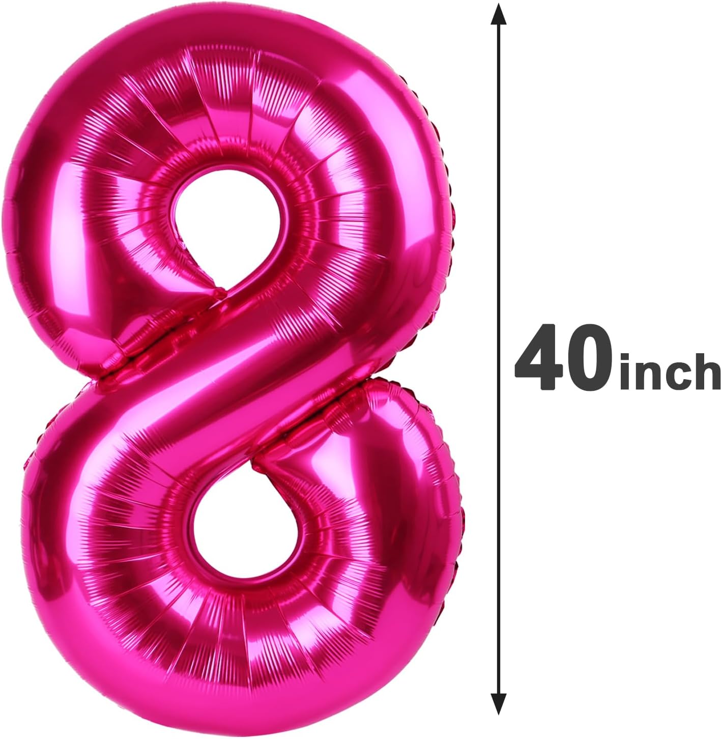Hot Pink Foil Number 8 Balloon 40 Inch, Helium Mylar Eight Number 8 18 28 38 48 58 80 88 Birthday Balloons, 8th Hot Pink Women Men Wedding Anniversary, Graduations Party Supplies