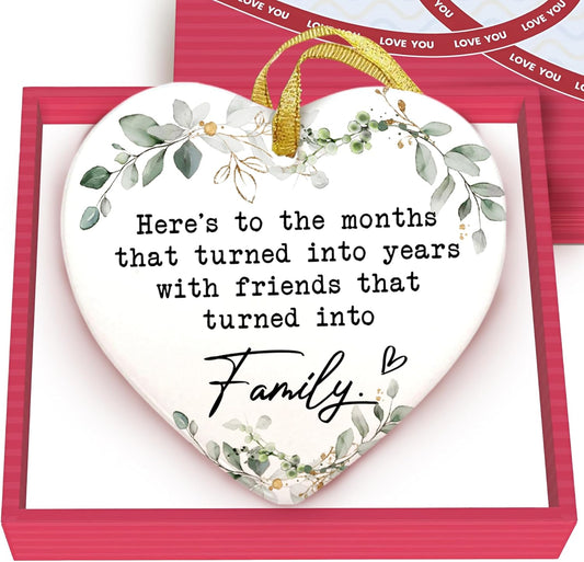 GOSSBY Friendship Ornament for Women for Friend - Friends That Turned into Family - Heart-Shaped Ceramic Xmas Decoration for Tree 2025