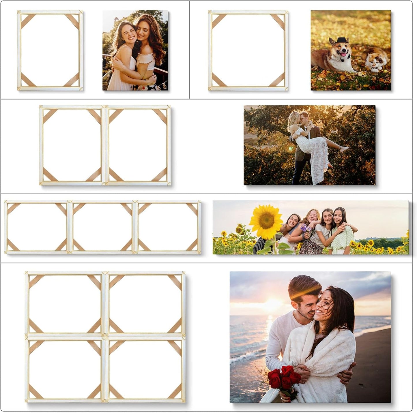 4pcs DIY Wooden Canvas Stretcher Bars Canvas Frame Kit for Gallery Wraps ??Sturdy Solid Wood Bars for Oil Paintings, Gallery, Posters, Diamond Painting, Home Studio Wall Decor