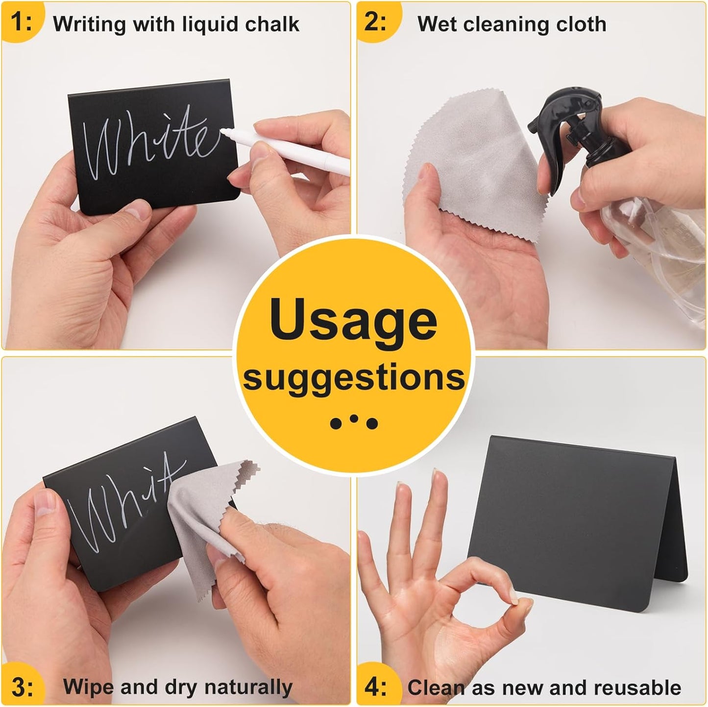 15 Pcs 4"x3" Mini Chalkboard Signs for Food, Reusable PVC Food Labels, Reserved Table Signs for Party Buffet, Birthdays, Bakery, Weddings Table Numbers, Buffet Display, Place Cards, Name Tag