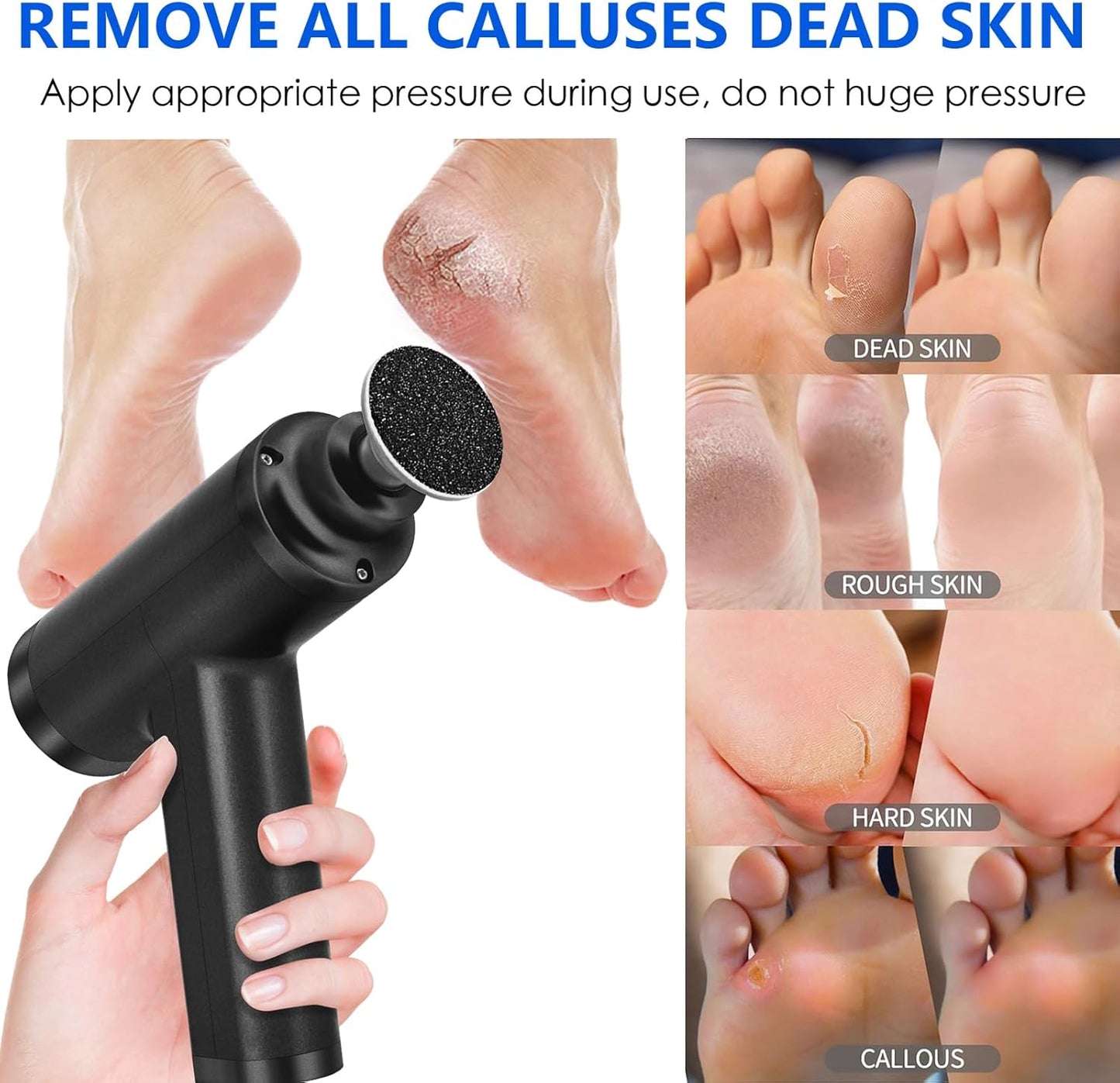 Upgraded Electric Callus Remover for Feet 4500rpm, Adjustable Speed Professional Electric Foot Sander Grinder Foot File for Calloused Feet Dead Hard Cracked Skin, with 4 Interchangeable Heads (Black)