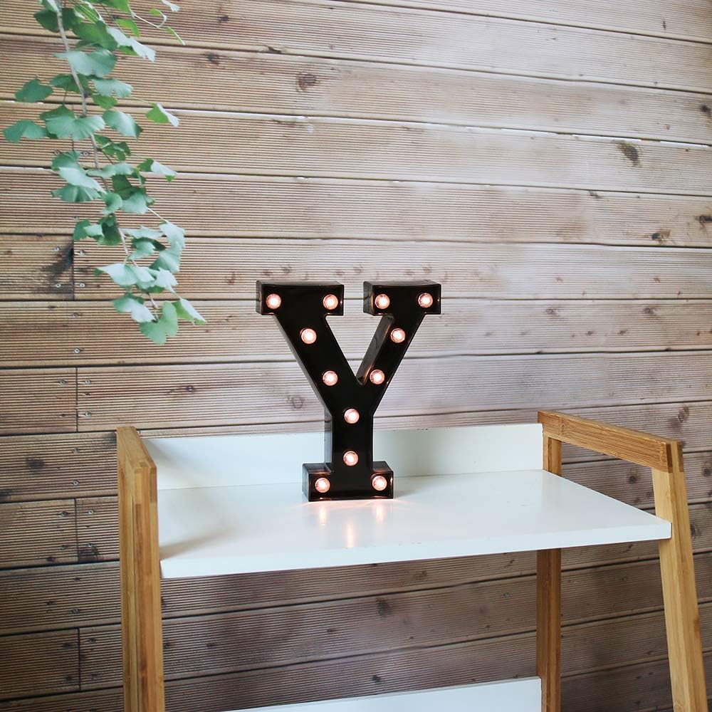 OYCBUZO Light Up Black Alphabet Marquee Letters Sign LED Marquee Number Lights Sign for Night Light Home Bar Christmas Lamp Birthday Party Wedding Decorations Y