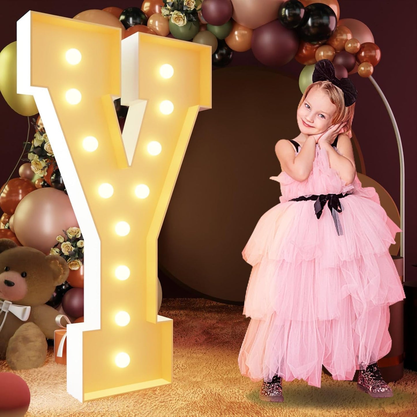 imprsv 4FT Light Up Letters, Large Arch Kit Decor for Birthday Party, Wedding, Marquee Letters Y