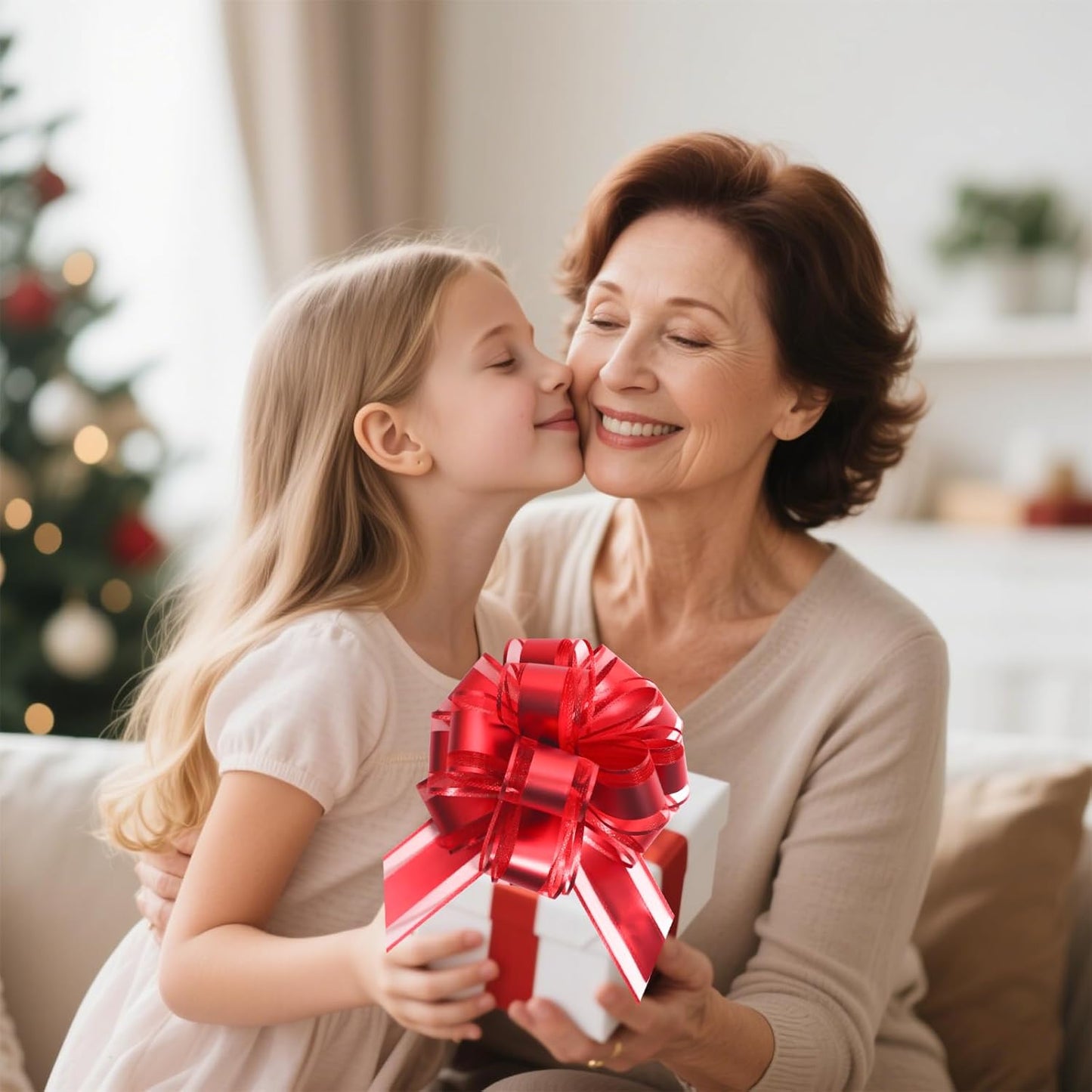 6 PCS 6 Inch Organza Red Pull Bows - Perfect for Gift Wrapping, Wedding Decor, Car Bows, Birthday Parties, Christmas, and Valentine's Day