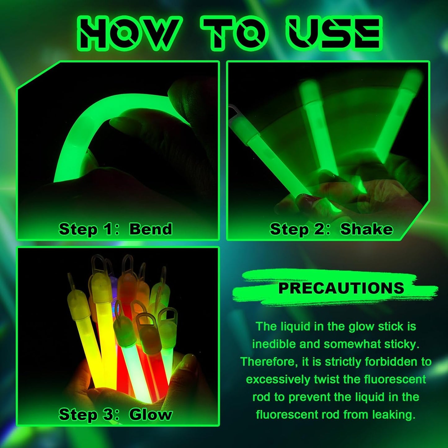 Lewtemi 4" or 6" 100 Pack Bright Glow Sticks Bulk, Glow in The Dark Party Supplies Birthday and Holidays Party Favors