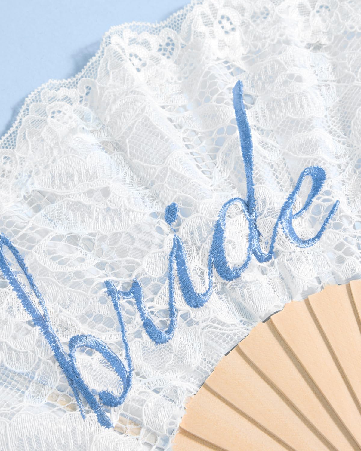 xo, Fetti White Lace Bride to Be Folding Fan | Bridal Something Blue, Wedding Accessory, Bridesmaid Gift, Embroidered Bachelorette Outfit