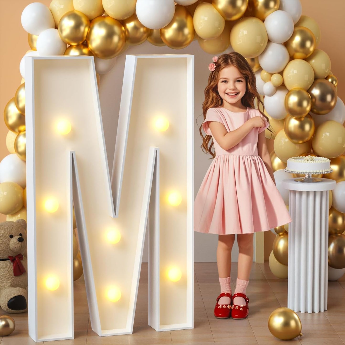 imprsv Marquee Light Up Letters, 3FT Mosaic Letters with Light for Baby Shower Graduation Party Decor, Large M for Engagement Wedding Party Decorations (Need to Assemble)