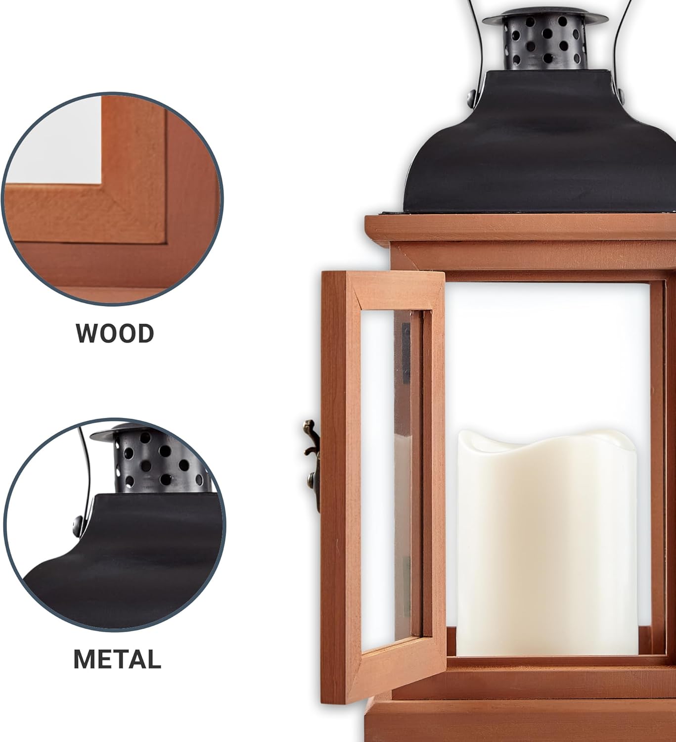 Let's Make Memories Personalized Memorial Lantern - Sympathy - Condolences - in Memory - LED Candle - Automatic Timer - Wood/Metal - Heartfelt Memories