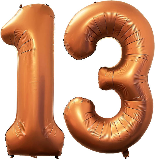 Number 13 Orange Balloons 40 Inch Giant Foil Helium for 13th Birthday Party Supplies 31st Anniversary Events Decorations