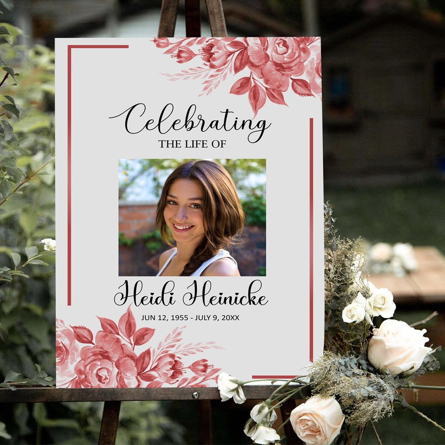 Celebrating The Life Sign Pink And White Floral In Loving Memory Blush Flower Life Celebration Sign Memorial Service Funeral, Obituary Memorial Service, Funeral program