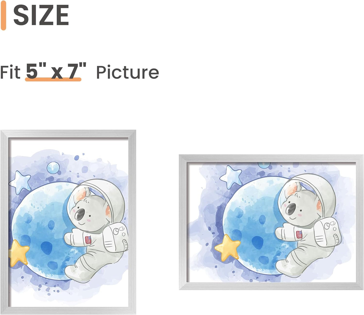 upsimples 5x7 Picture Frame Set of 3, Made of High Definition Glass for 5 x 7 Silver Frames, Wall and Tabletop Display Thin Border Photo Frame for Home Décor