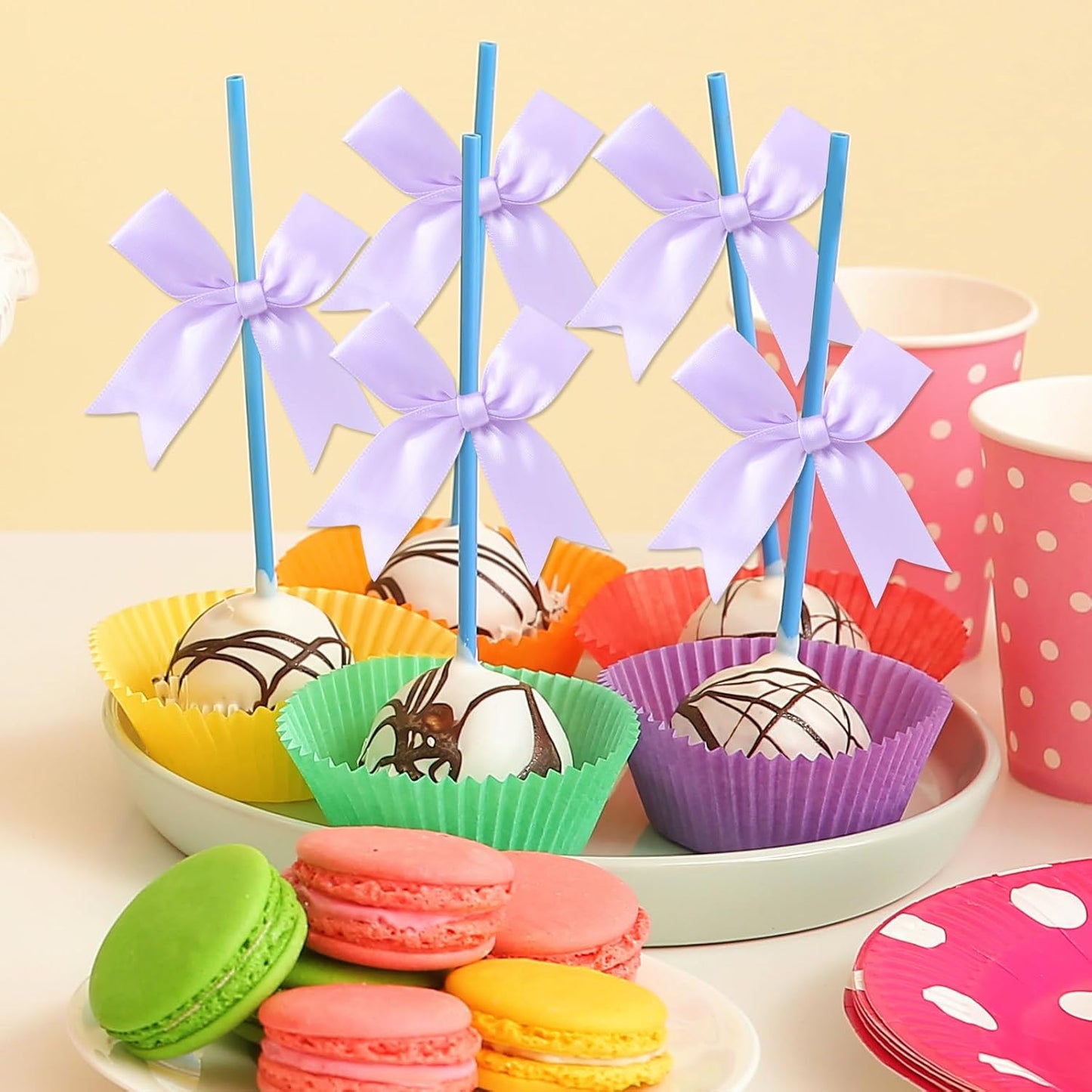 Feluwi Light purple Gift Wrap Bows (50 Pcs) - 3.3 Inch Elegant Plastic-Free Bows for Christmas Gifts, Birthday Presents, Wedding Friendly Party Supplies, Baby Shower, Gift Bags Decorative Accessories