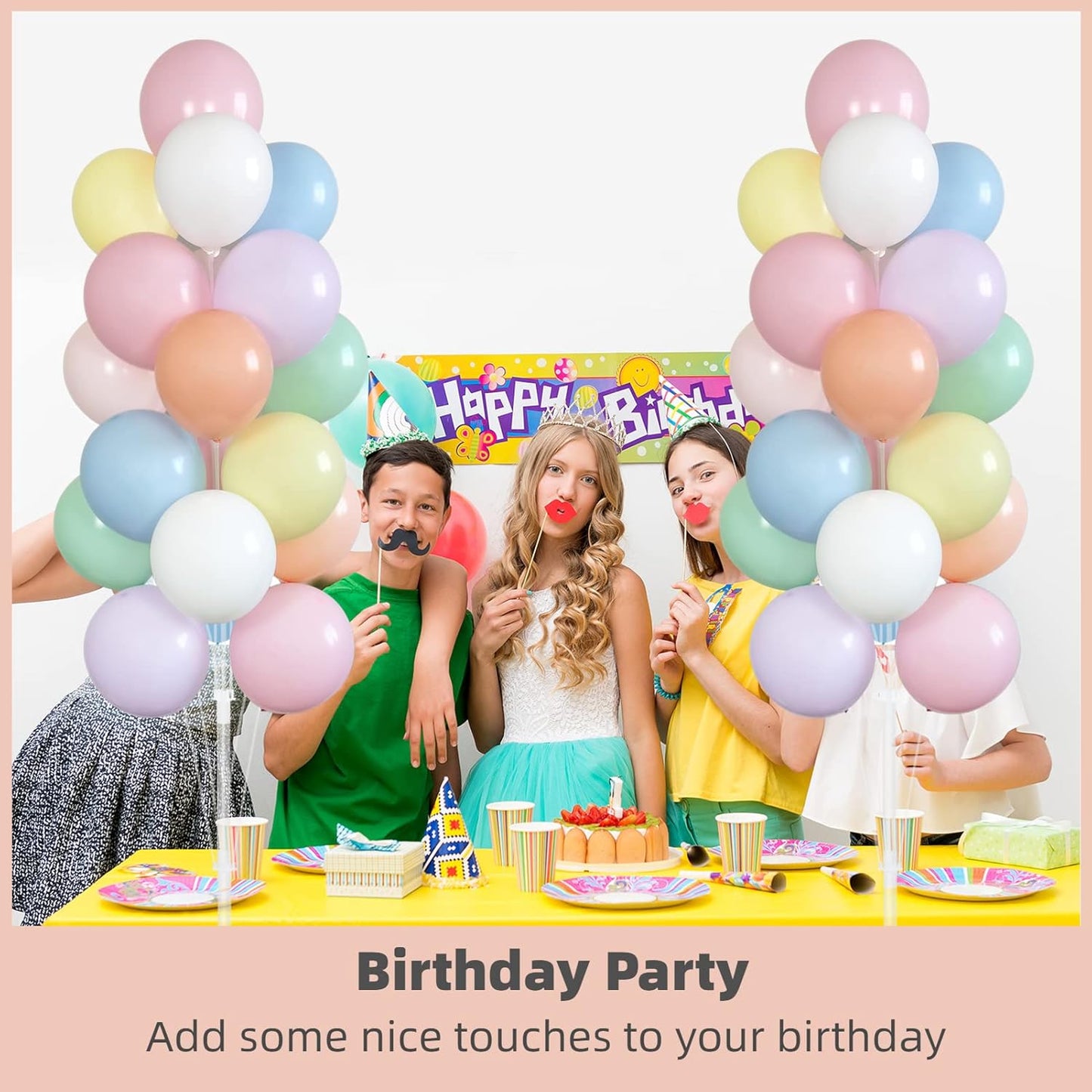 Balloon Column Kit Set of 2 With Balloons Included - Balloon Stand with Base, and Pole,Balloon Tower Backdrop Decoration for Wedding, Baby Shower,Graduation,Birthday Party,Bachelorette