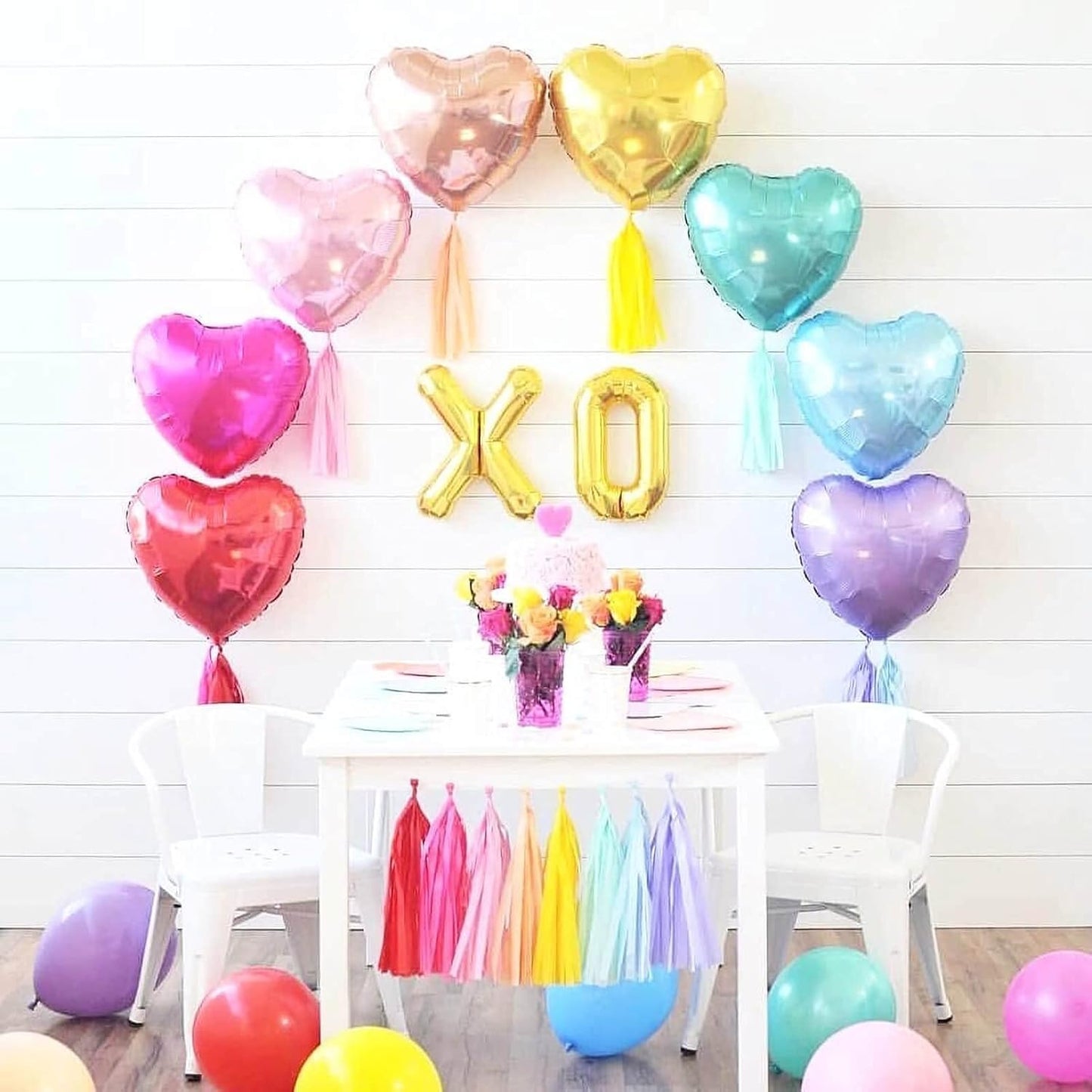 10pcs Pearl Purple Heart Balloons - 18 Inch Mylar Balloons for Baby Shower, Wedding, Valentine's Day Decorations